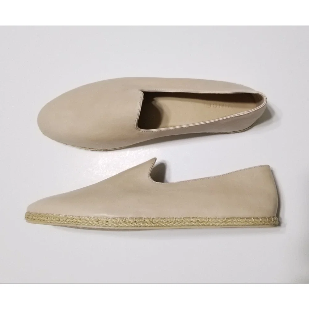 Vince Malia Leather Espadrilles Flat Loafers Sandember Beige NIB Size 9.5 $175 - Picture 10 of 16